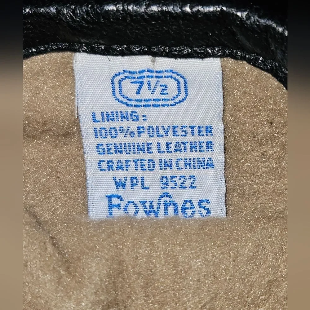 Vintage Fownes Black Leather Gloves Size 7.5